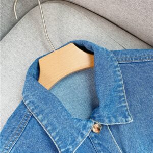 Loose Lapel Letter Jacquard Knitted Stitching Denim Jacket