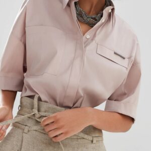Decorative Pocket Women  Single-breasted Shirt Top