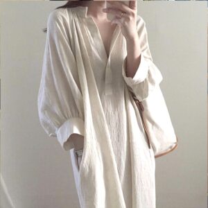 Chic Cotton Linen Woman Dress