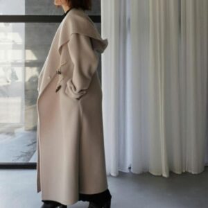 Japanese Chaquetas Hooded Collar Solid Color Long Sleeve Coat