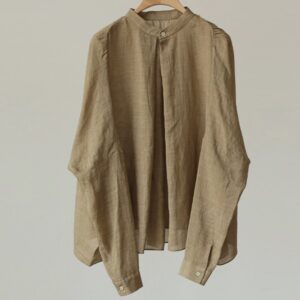 Loose Temperament Stand-up Collar Solid Color Shirt