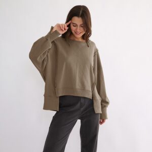 Oversized 100% Cotton Women Sweatshirts Long Sleeve