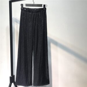 Silver Full Sequined  Women Wide Leg Pant