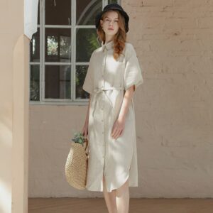 Summer 100% Linen Elegant Dress For Women