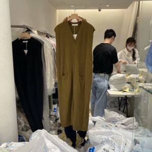Solid V-neck Sleeveless  Button Cardigan Long Knitted Vest Women’s Dress