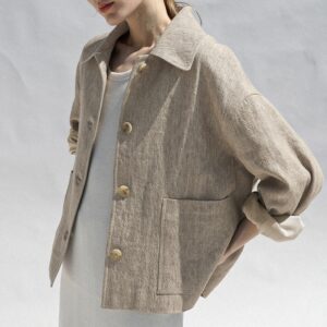 Vintage Cotton Linen Blazer Woman Casual Long Sleeve