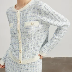 2023 Autumn/Winter Cashmere Knitting Set Women’s Two Piece Set Small Fragrant Style Cardigan Sweater Half Skirt Wool Set Skirt