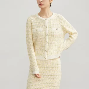 2023 Autumn/Winter Cashmere Knitting Set Women’s Two Piece Set Small Fragrant Style Cardigan Sweater Half Skirt Wool Set Skirt