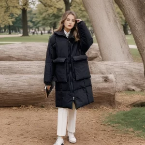 2023 Winter Parkas Women New Warm Coats Jacket Female Korean Fashion Length Hooded Comfort Elegance Casual Streetwear Clothes