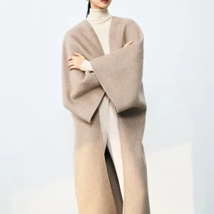 23 Autumn/Winter New Silhouette Edition Double sided Cloth with Unique Cut Bat Cloak Style Coat Long Coat Women