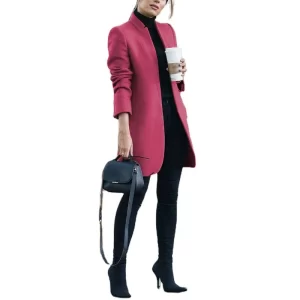 Autumn and Winter Coats&Jackets New European and American Fashion Solid Color Stand Collar Woolen Coat Plus Size S-3XL