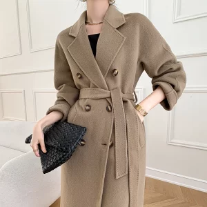 Autumn and Winter New Cashmere Coat Women’s Classic Double-breasted Women’s Thickened Double-sided Wool Long Coat