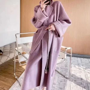 Cashmere coat Women’s spring and autumn mid-length high-end loose thickened 100% wool women’s coat