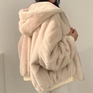 Korean Style Plus Velvet Thickened on Both Sides To Wear Lamb Wool Cotton Clothing Women’s Coat Winter New Hooded Cotton Jacket