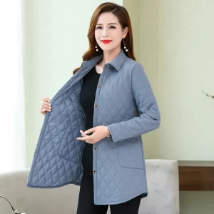 Thin quilted jacket autumn winter Warm Long-sleeved Jacket Parkas middle age women cotton-padded tops mother Cotton coat